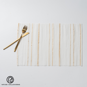 Handcrafted Linen Placemats with Light Gray Plant Decor