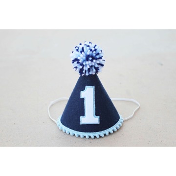 Boys 1st Birthday Blue Hat Mini Party Hat Boys First Birthday Nautical Felt Party Hat Newborn Birthday Hat