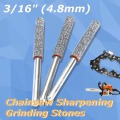 3pcs 3/16" 4.8mm Diamond Chainsaw Sharpener Burr Stone File Chain Saw Sharpening
