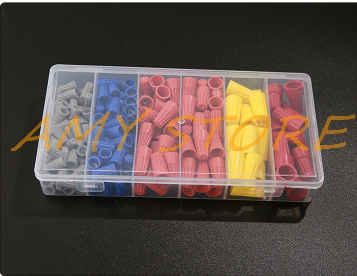 158pcs P1 P2 P3 P4 P6 Wire Cable Twist Connector Assortment Kit Set 22-10AWG 1-10mm2 Electrical Cap Screw Nuts Spring Insert Box