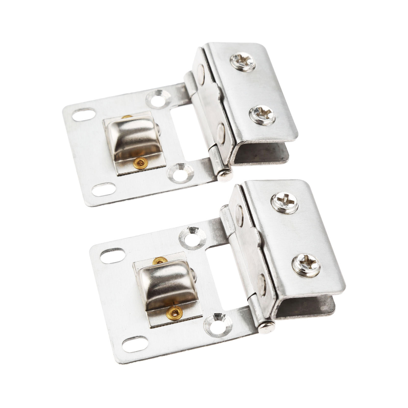 DRELD 2Pcs Stainless Steel Wall Mount Cabinet Glass Door Hinges Clamp for 5-8mm Thick Glass Furniture Hinge Silver Tone