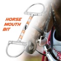 TOP!-Equestrian Horse Mouth Bit Stainless Steel Horse Mouth Piece Snaffle Double Jointed Bit Horse Racing Accessory