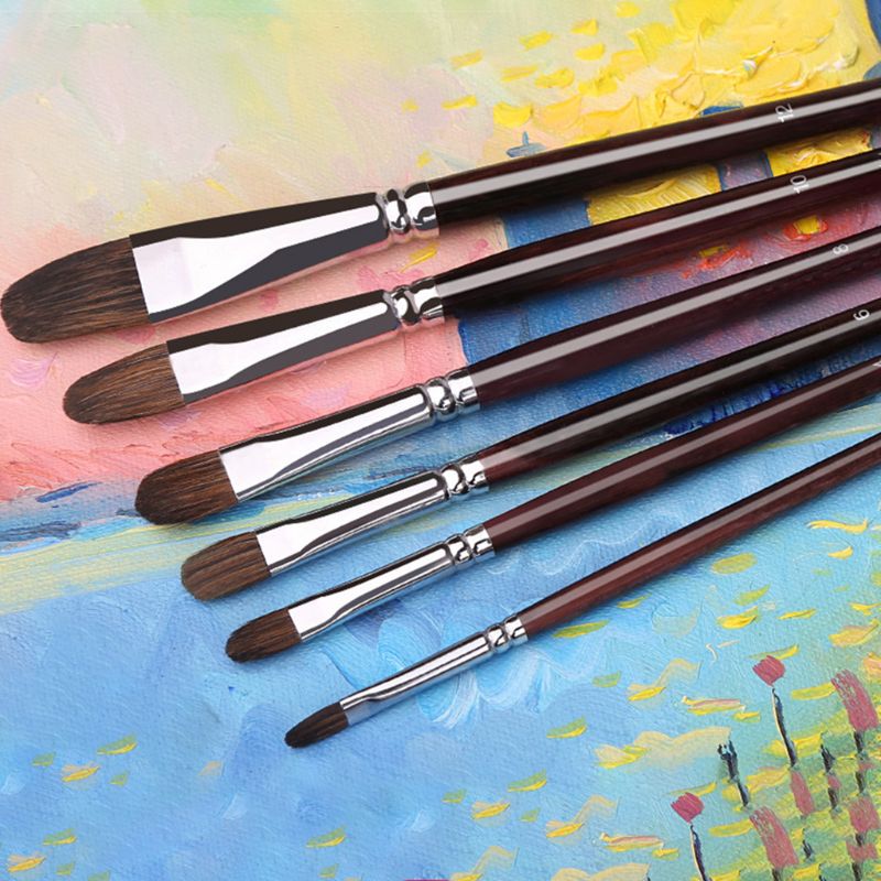 Purple Printed Round Head Pen Paint Brush Sets Wolf Hair Best Brush for Canvas Painting Acrylic Paint Oil Paint Top Quality Art
