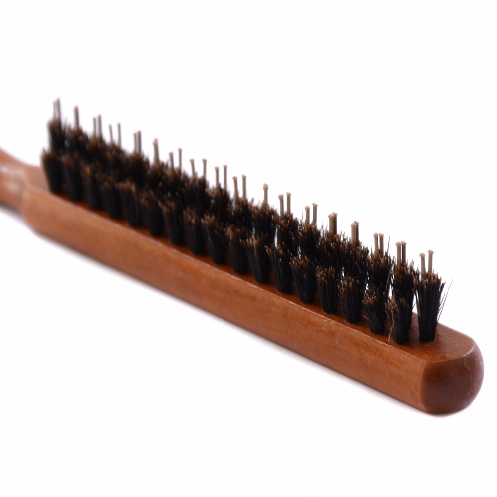 Wood Handle Hair Brush Natural Boar Fluffy Bristle Anti Loss Comb Hairdressing Barber Tool Teasing Bristle Salon Hairbrushh