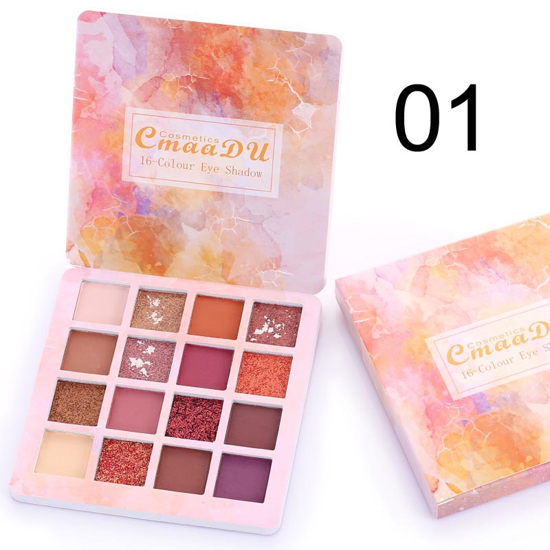 Cmaadu 16 Colors Matte Eyeshadow Pallete Waterproof Glitter Eye Shadow Palette Shimmer Pigment Diamond Makeup Maquillage TSLM2