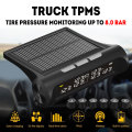 6-Wheel Auto Truck TPMS Wireless Tire Pressure Monitoring System 6PCS Tire Pressure Sensor Solar Charge Car TPMS Alarm Monitor