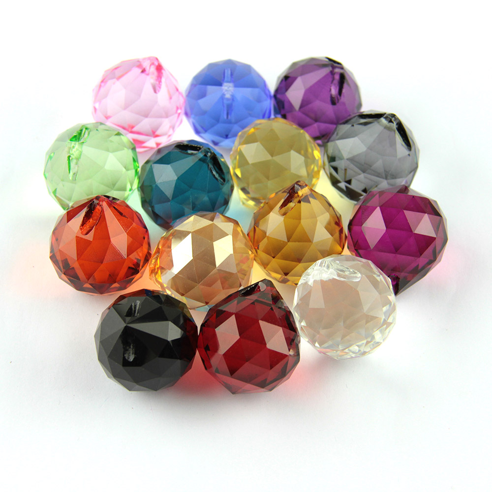 15mm/20mm/30mm/40mm 10pcs Mixed Colors Crystals Glass Ball For Chandeliers Shinning Prism Suncatcher For Sale