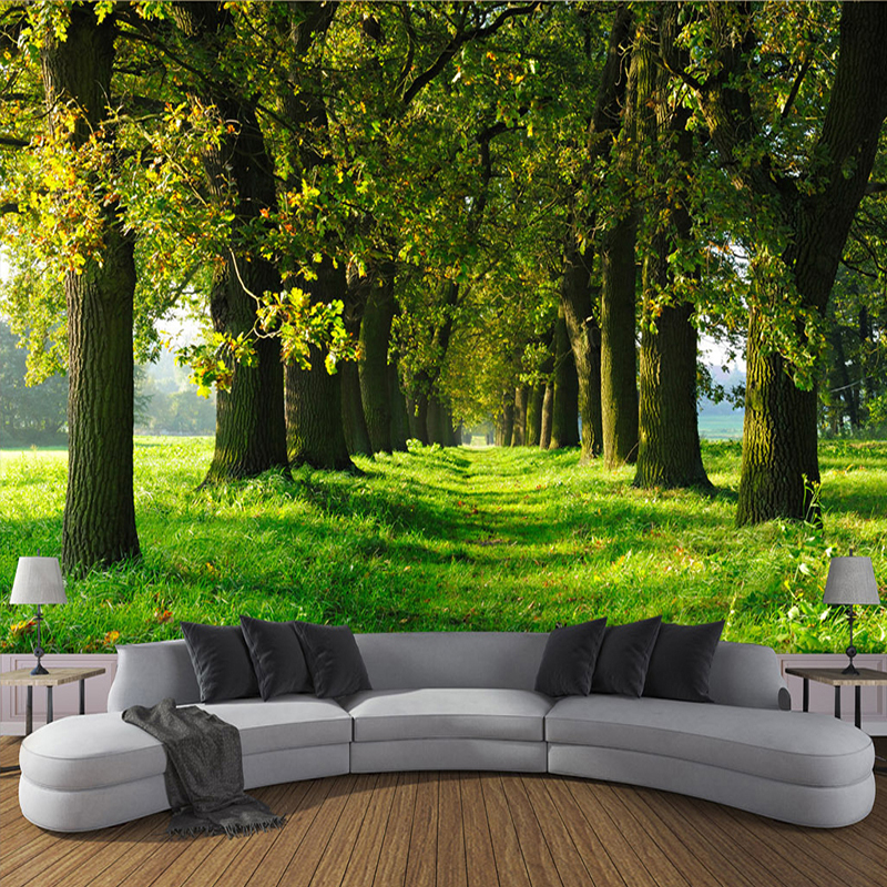 3D Photo Wallpaper Non-woven Straw Texture Large Murals Wall Painting Forest Small Road Living Room Sofa TV Backdrop Wall Papers