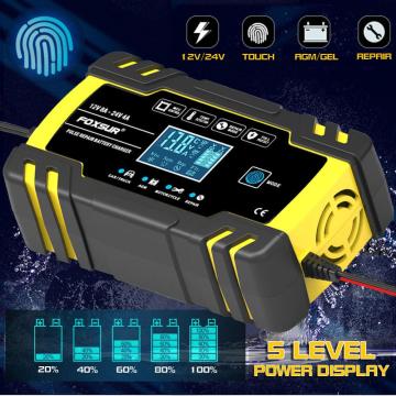 Car Battery Charger 12/24V 8A Touch Screen Pulse Repair LCD Battery Charger For Car Motorcycle Lead Acid Battery AGM/GEL Wet