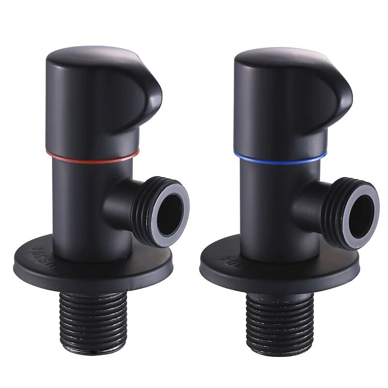 WZLY Bathroom Angle Filling Valve Faucets Black Stainless Steel Kitchen Cold Hot Mixer Tap Accessories Standard G 1/2 Threaded