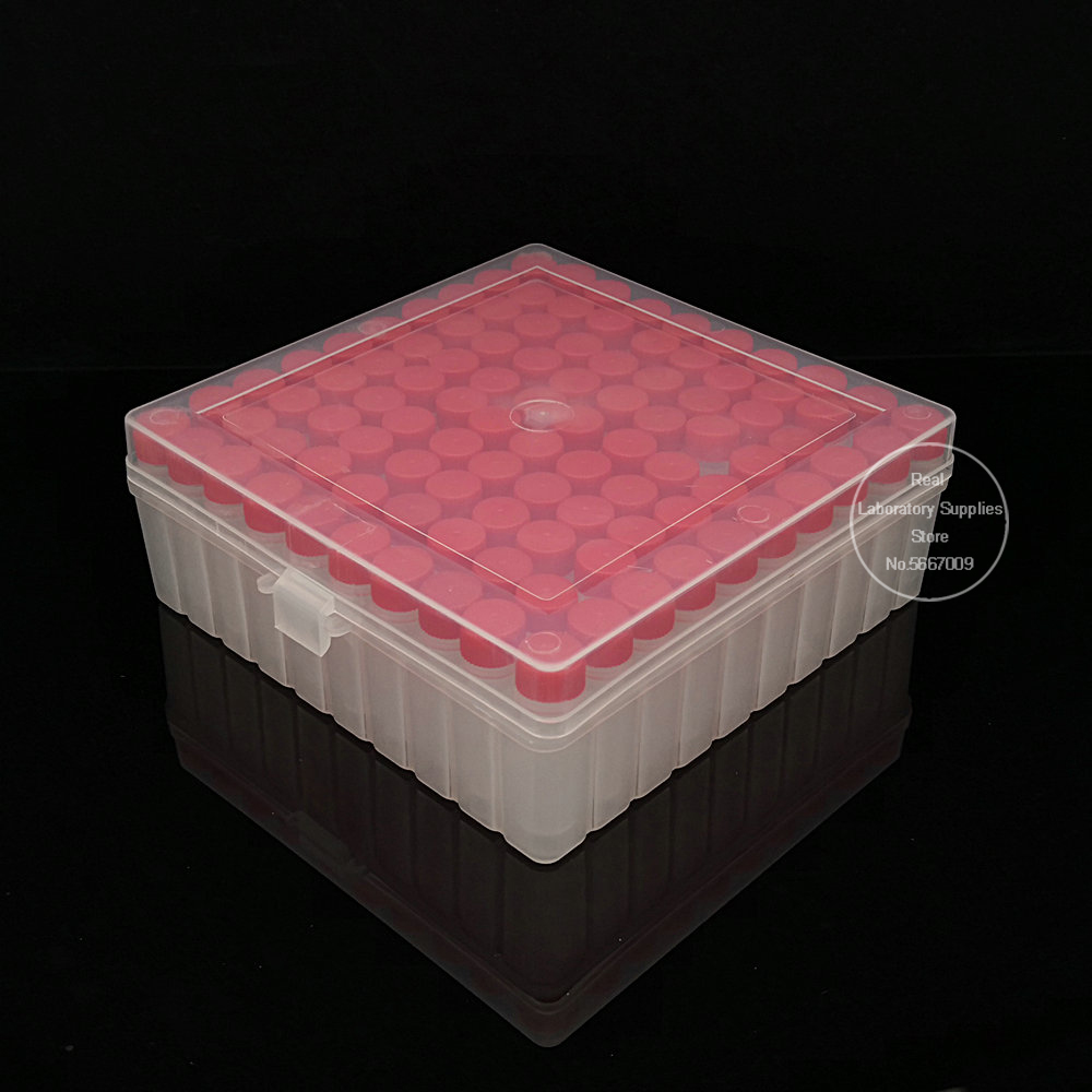 100pieces plastic 1.5ml freezing tube + one piece 100 vents plastic Freezing tube storage box