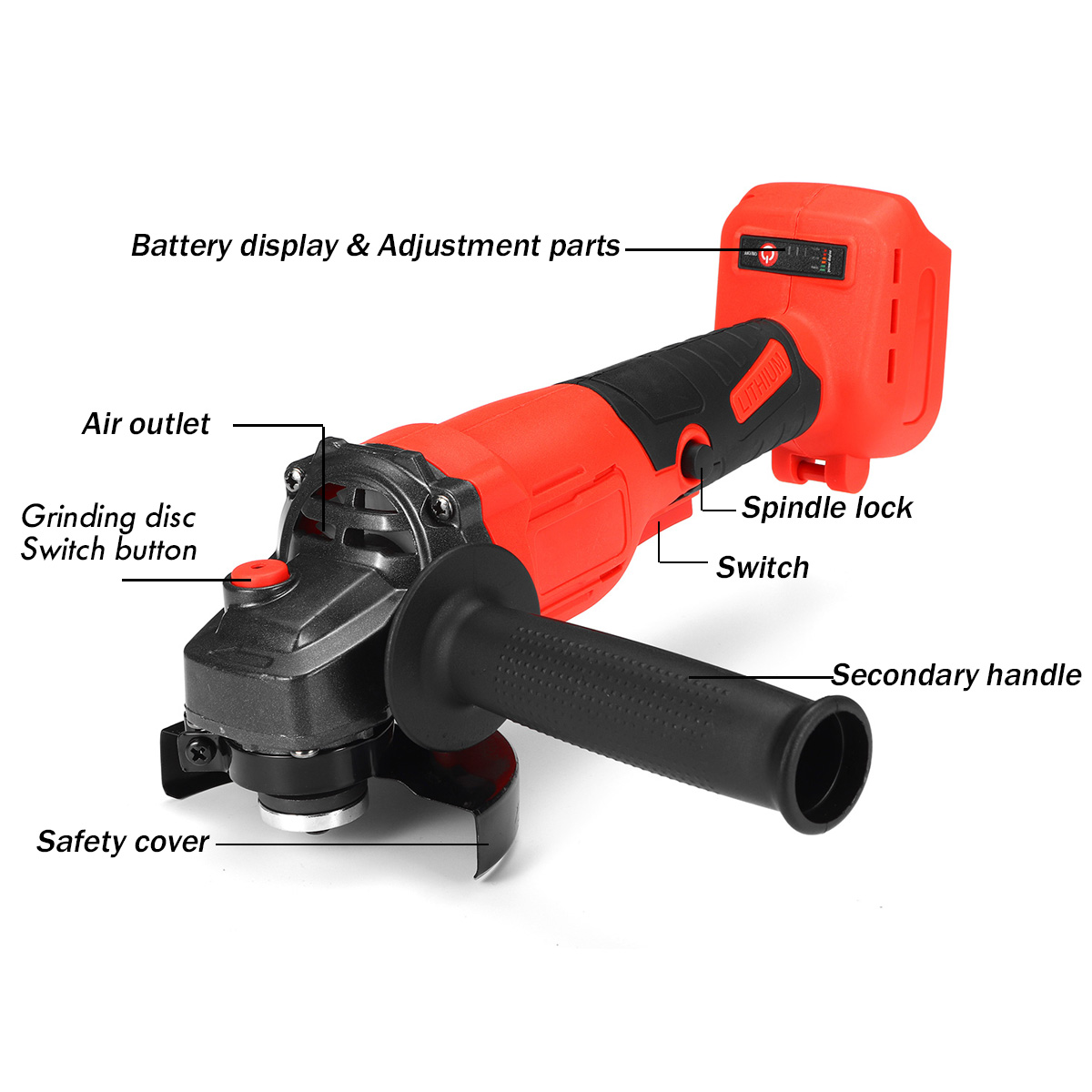 100mm Variable 4 Speed Brushless Cordless Angle Grinder Electric Grinding Machine For Makita 18V Battery