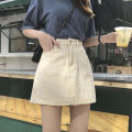 Denim Skirts Womens Summer Solid White Black Basic High Waist Short Skirt Femme A-line Women Elegant Students School Sundress