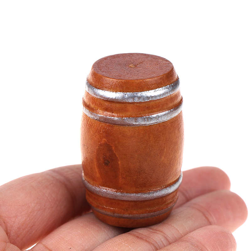 Mini Wooden Red Wine Barrel Miniature Beer Barrel Beer Cask Beer Keg for Dolls House Decoration 1:12 Scale Dollhouse Accessories