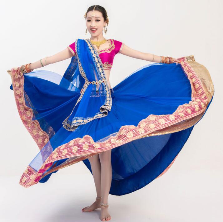 New India Pakistan Sarees For Woman India Lehenga Choli Dance Performance Woman Beautiful Embroideried Sets Top+Skirt+Scarf