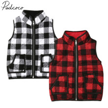 2019 Baby Autumn Winter Clothing Toddler Kids Baby Girl Plaid Vest Outwear Zipper Coat Waistcoat Warm Jacket Pocket Tops 1-6T