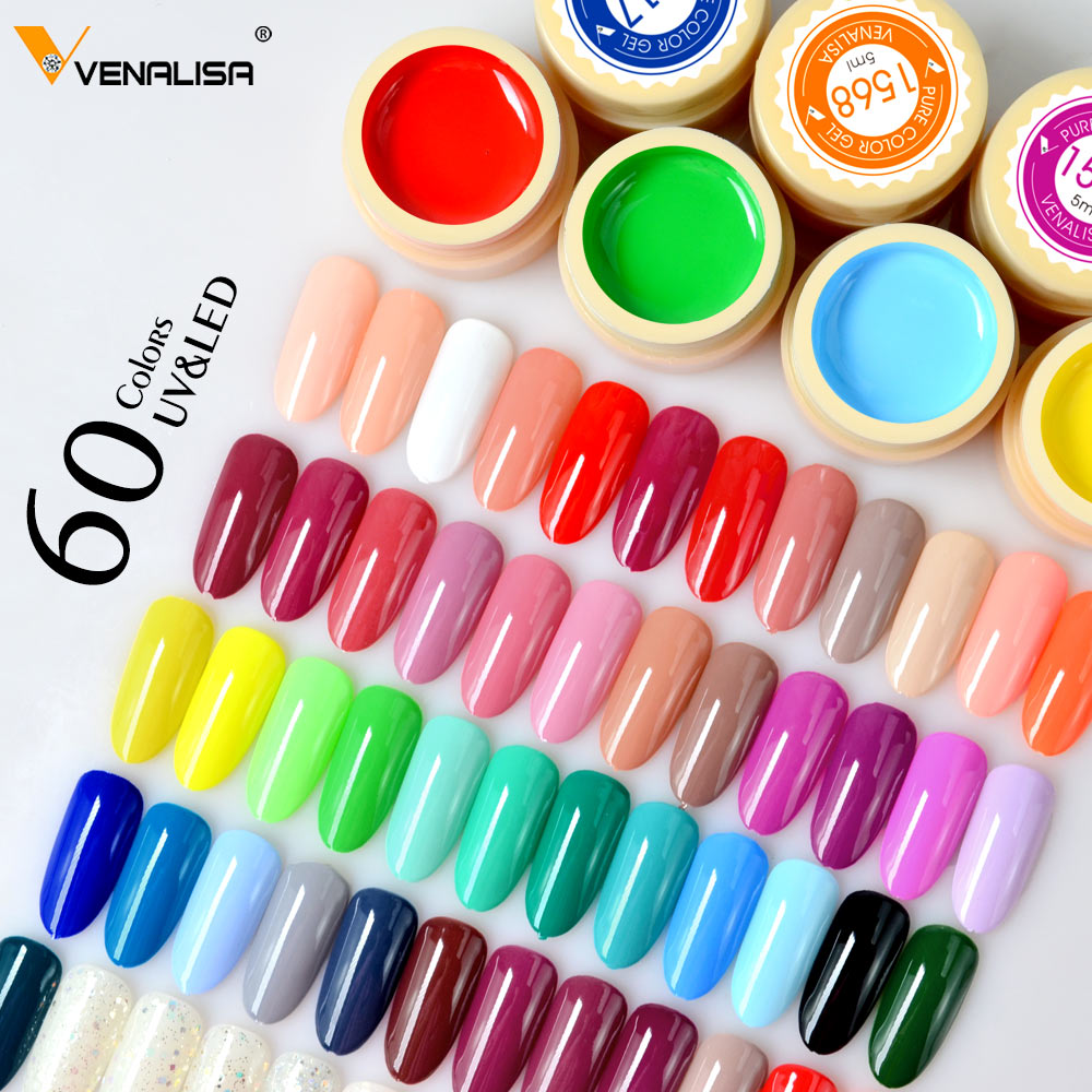 VENALISA 60 Solid Colors Paint Gel Nail Art Designs 2021 Hot Sale Soak Off LED Ink Color Varnish UV Gel Nail Polish Lacquer