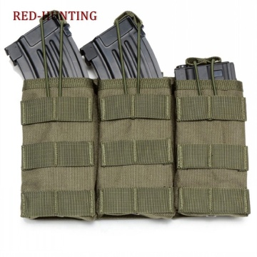 Tactical Magazine Pouch Holds 5.56 M4 M16 Mag Pouch Triple Open Top Holster 1000d Stacker with Bungee System