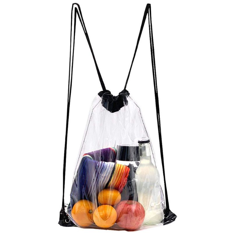 Unisex New Transparent Drawstring Backpack School Tote Gym Bag Sport Pack Drawstring Handbag