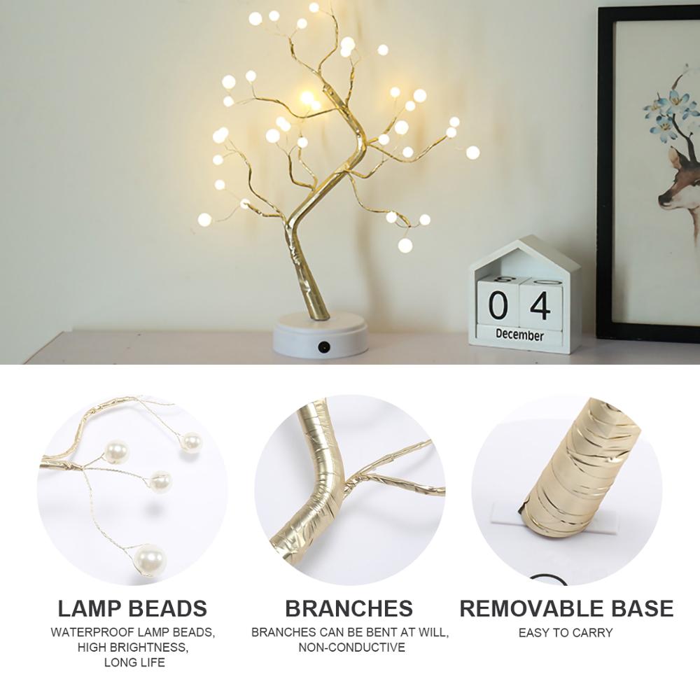 LED Night Light Mini Christmas Tree Fairy Lights Copper Wire Garland Lamp For Home Kids Bedroom Decor Luminary Holiday lighting