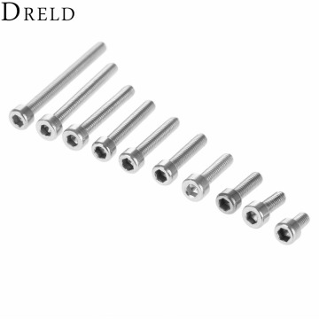 DRELD 50Pcs Stainless Steel M3 Screws Allen Hex Socket Head Wood Screw Bolt Fastener M3*6/8/10/12/14mm/16mm/18mm/20mm/25mm/30mm