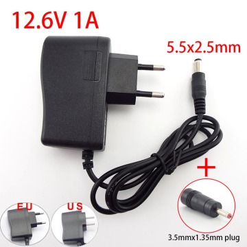 18650 Lithium Battery Charger Power Supply AC 100-240V to DC 12.6V 1A 5.5*2.5mm Plug 3.5*1.35mm Adapter