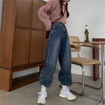 Retro Straight Loose Large Pocket Wide-Leg Women's Jeans High Waist Streetwear Pants Autumn Fashion Wild Jeans Women 2020