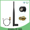 433Mhz lora Antenna lorawan 2p5dbi RP-SMA Connector antena 433 mhz antenne for lora lorawan 433m + 21cm SMA Male Pigtail Cable