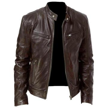 Fashion Men jacket Coat autumn winter stand-up collar zipper artificial leather motorcycle windproof jacket