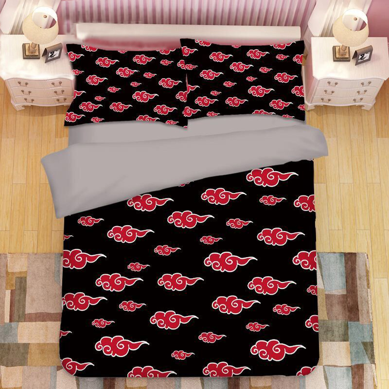 Japan Anime Naruto Akatsuki Bedding Sets Fashion Duvet Cover Set Single Double Queen King Bedclothes Pillowcase Kids Quilt cover