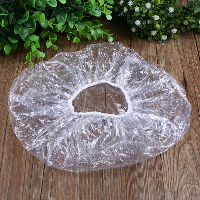 100pcs/lot Disposable Shower Caps Hat Bathing Caps Hotel One-Off Elastic Shower Cap Clear Hair Salon Bathroom Products Bath Caps