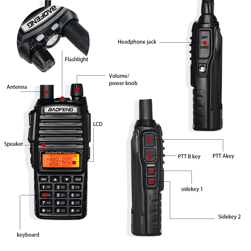 Tri-power Baofeng UV-82 8W High Power Walkie Talkie Dual Band VHF/UHF Portable Two Way Ham CB Radio UV82 Amateur UV 82 intercom