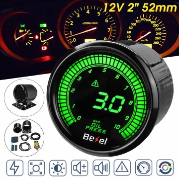 Universal Car Turbo Boost Pressure Gauge -30~30PSI/-1~2 BAR 10 Colors LED Display 12V 2