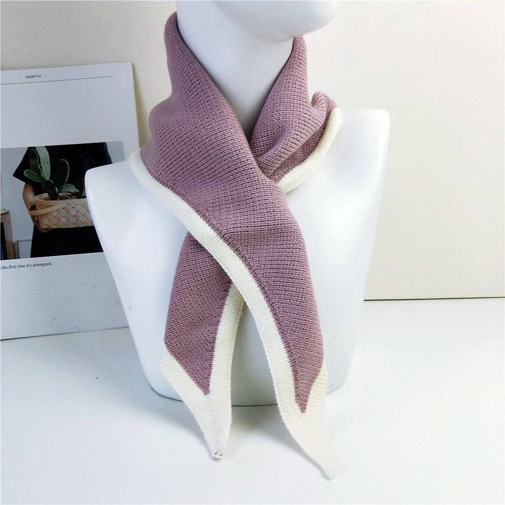 2020 New Winter Black Pink Yellow Green Solid Color Plain Knit Triangle Collar Scarf Women Men Knitted Neck Warmer Scarfs Shawls