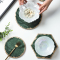 JINSERTA Marble Storage Tray Green Jewelry Display Plate Necklace Ring Earrings Cosmetic Organizer Desktop Sundries Decor Tray