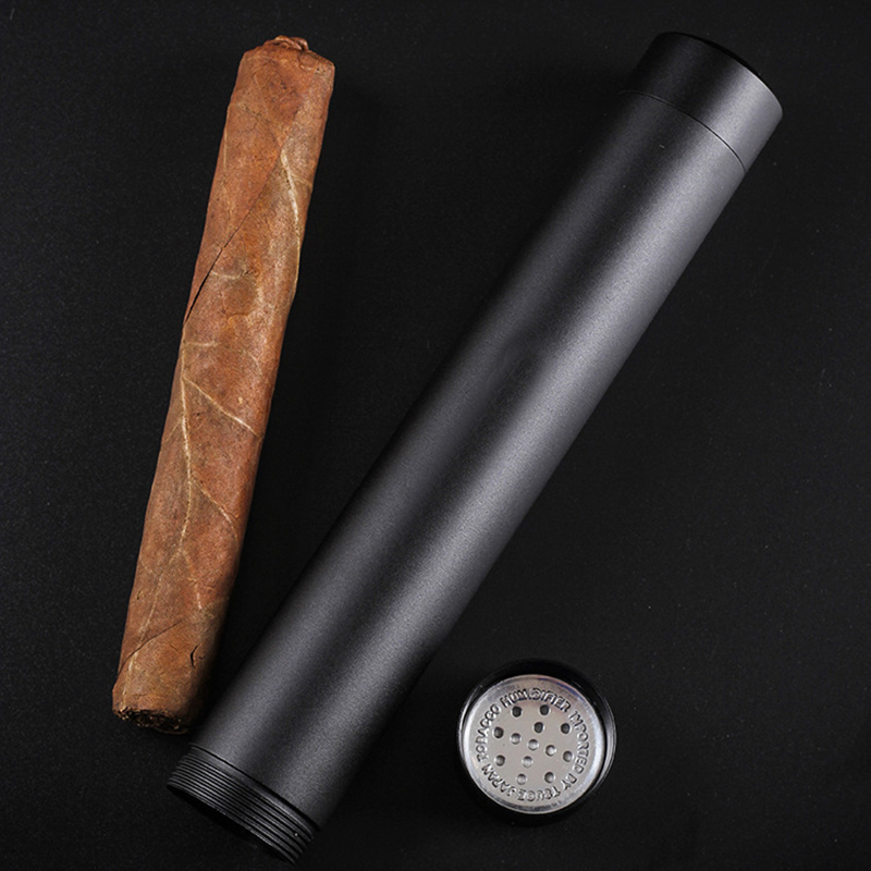 New 1pcs Cigar Tube Black Classic Gadget Portable Aluminum Travel Cigar Case Humidor Holder MINI Cigar Accessories