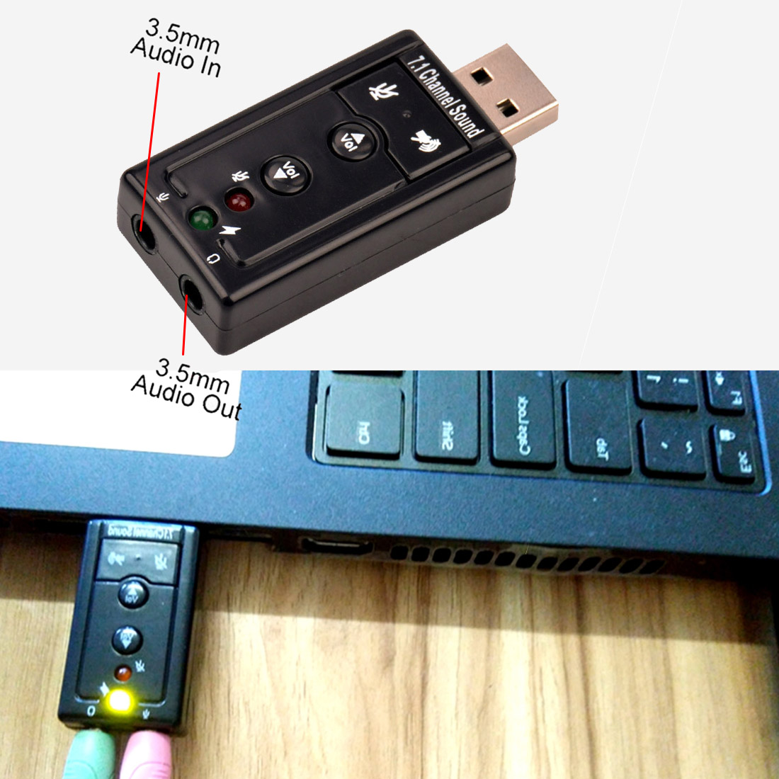 Etmakit Microphone Audio External USB Audio Sound Card Adapter Virtual 7.1 USB 2.0 Mic Speaker Audio Headset