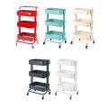 Fashion Creative 3 Tiers Carbon Steel Household Living Room Storage Rack Stroller Rolling Trolley Kitchen Organizer With 4 Wheel
