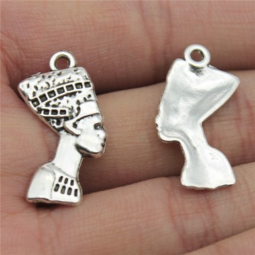 WYSIWYG 10pcs Charms Woman Head Antique Silver Color Alloy DIY Jewelry Making Accessories 13x26mm
