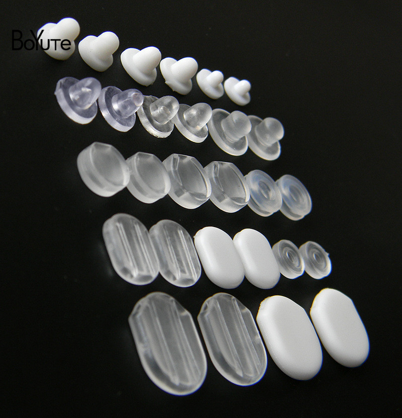 BoYuTe Wholesale White Transparent Soft Silicone Anti-Pain Ear Clip Pad Earrings Accessories DIY Jewelry Findings Components