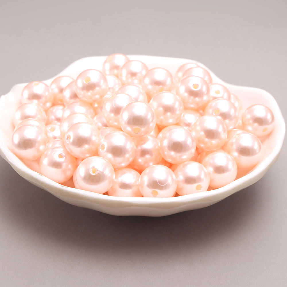 MHS.SUN A51 Light Pink ABS plastic pearls beads 4MM-30MM with hole loose imitation round pearls for necklace jewelry making