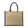 wholesale 1000pcs/lot Reusable High quality Promotional Jute shopping tote bags with leather handle