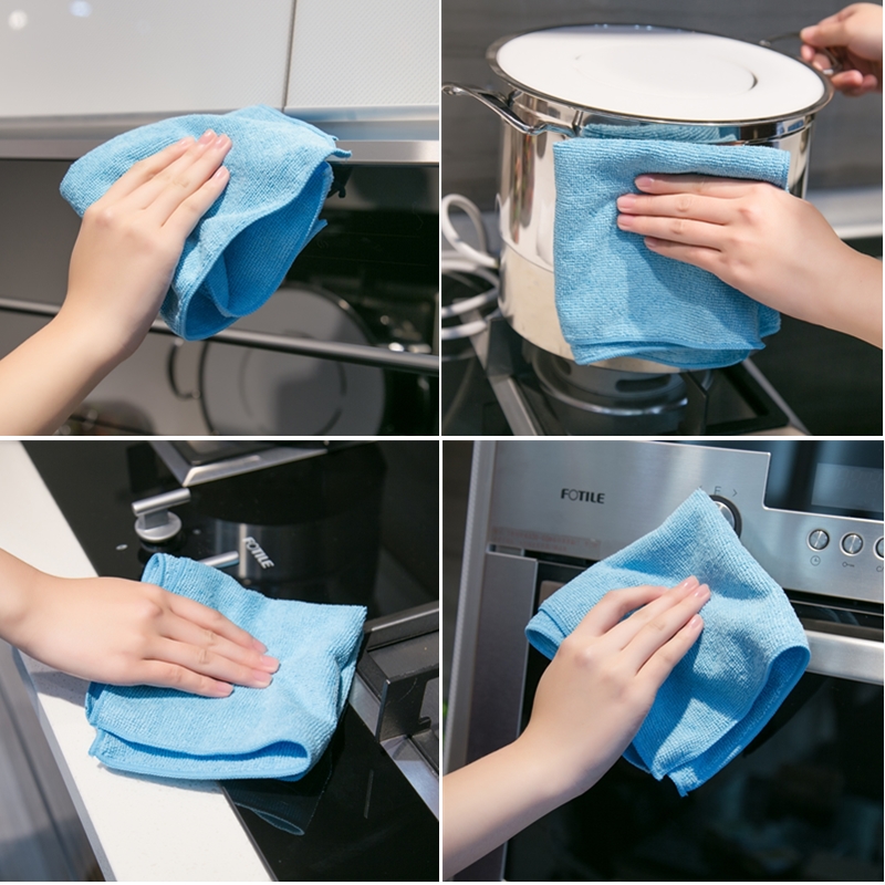 10PCS Kitchen Anti-grease Wiping Rags Super Absorbent Microfiber Cleaning Cloth Home Washing Dish Kitchen Cleaning Towel