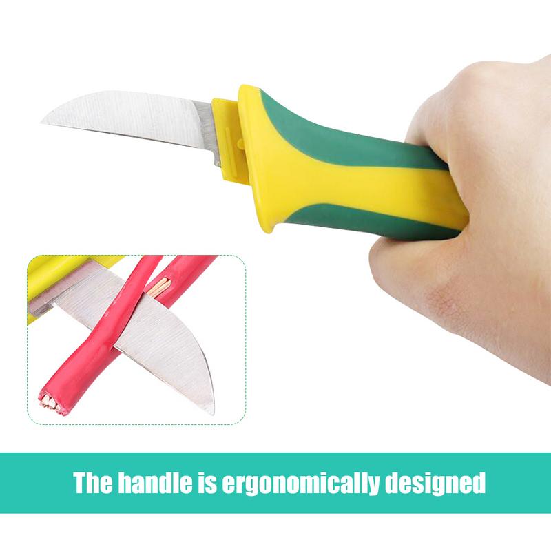 Mini Portable Wire Stripper Knife Insulation Cable Stripper Dismantling Tool Household Sickle Shaped Head Tool Stainless Steel