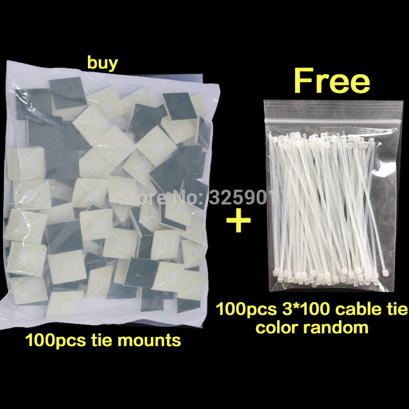 100PCS Self Adhesive Backed Cable Tie Mounts Wire Zip Tie Base Holders White 20 mmx 20 mm green stick