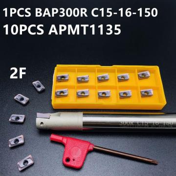BAP300R C15-16-150-2T HSS inner diameter indexable shoulder milling cutter bar + 10PCS APMT1135 lathe tool BAP300R turning tool