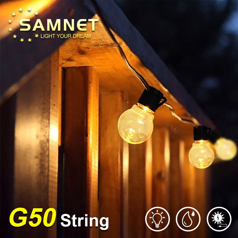 Outdoor Garland Street LED G50 Bulb Solar Energy String Light As Christmas Decoration Lamp For Home Indoor Holiday Lighting