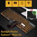 Multimedia 2.4G Wireless Keyboard Mouse Combos Rechargeable Mute LED Backlit Gaming Keyboard Mouse Pad Set