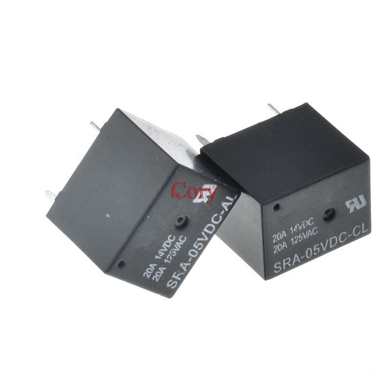 5Pcs 5V 12V 24V 20A DC Power Relay 5Pin PCB Type In stock Black Automobile relay Mini Power Relay General Purpose CZYC