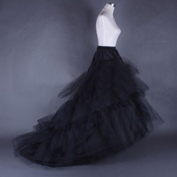 New 2 hoop Black Train wedding petticoat bridal Crinoline underskirt slip